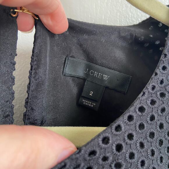 J. Crew Black Eyelet A line Dress Women's size 2 - Picture 3 of 10